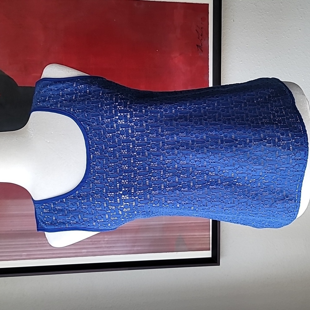 Ann Taylor Lace Front Tank Size Small Color Blue